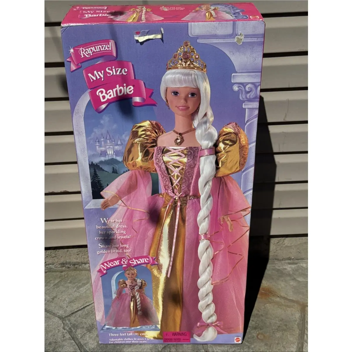 Vintage 3 Foot Tall My Size Barbie Rapunzel Doll 1997 Mattel Never Removed