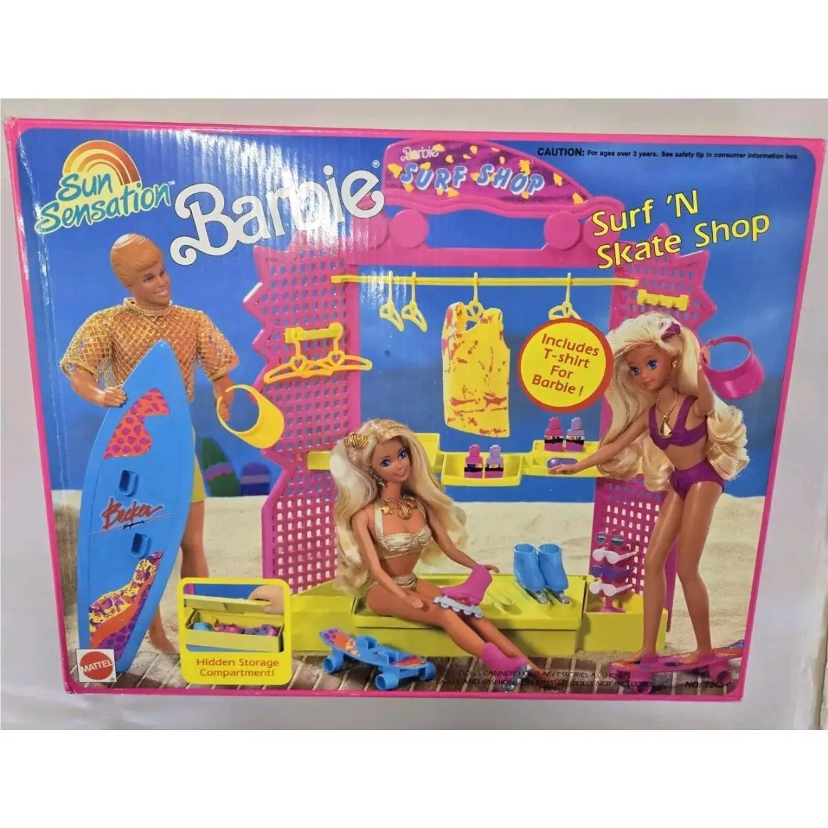 1991 Barbie Sun Sensation Surf `N Skate Shop Playset Mattel 7242 Mib