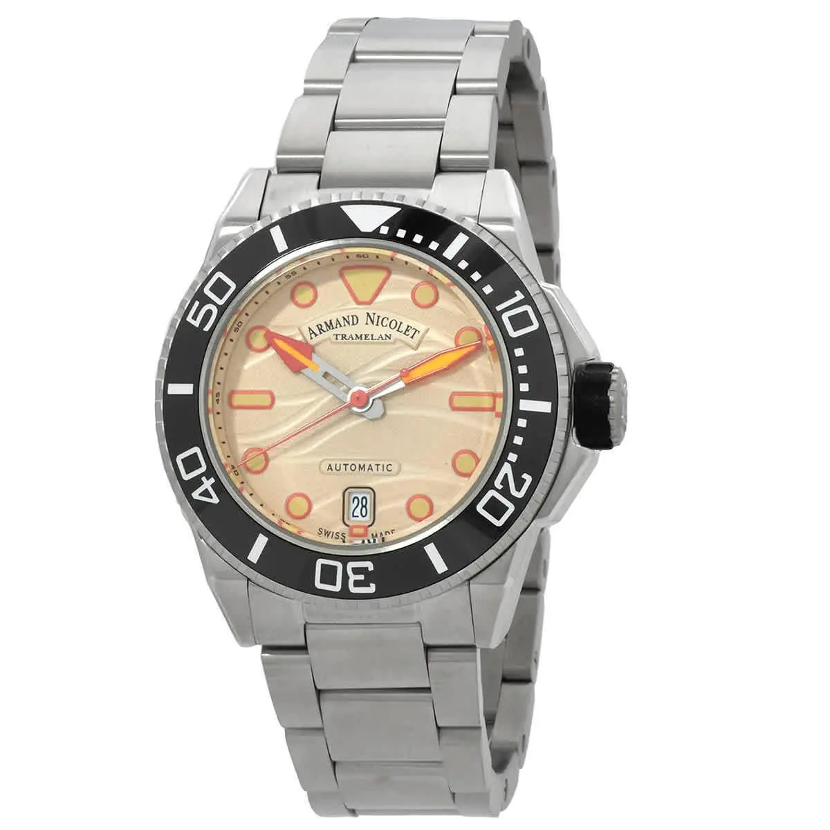 Armand Nicolet Jsh Automatic Men`s Watch A481PGN-KO-MA2481AA - Band: Silver-tone, Bezel: Silver-tone