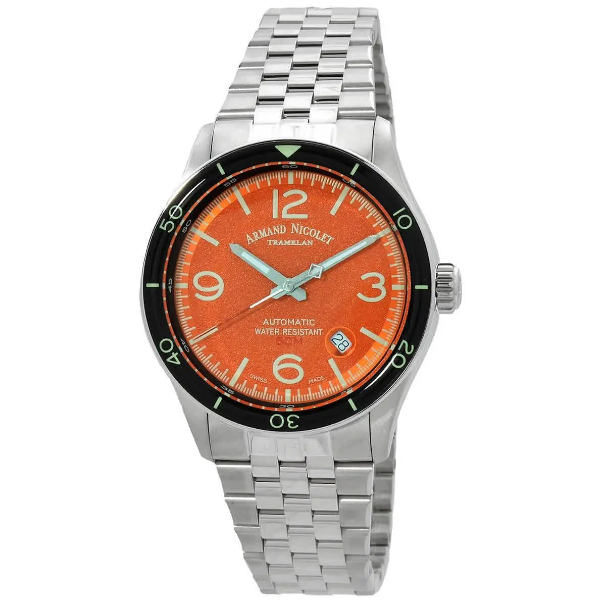 Armand Nicolet M2H Automatic Orange Dial Men`s Watch A740HNA-OR-BMA22740A