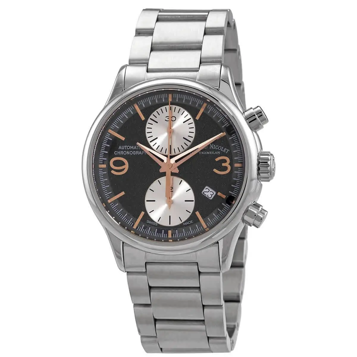 Mha Chronograph Automatic Black Dial Men`s Watch by Armand Nicolet