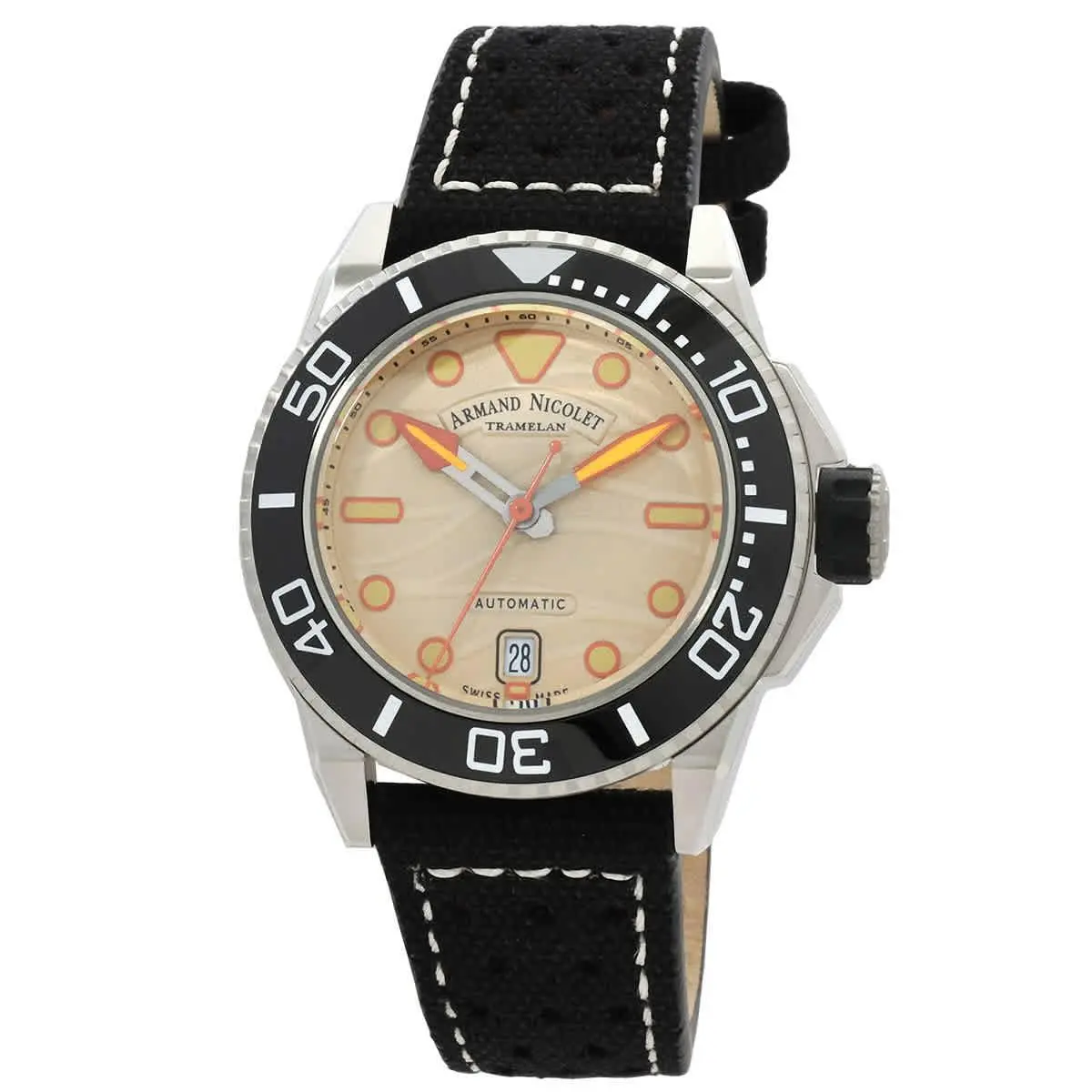 Armand Nicolet Jsh Automatic Men`s Watch A481PGN-KO-P0640NC8 - Band: Black, Bezel: Silver-tone