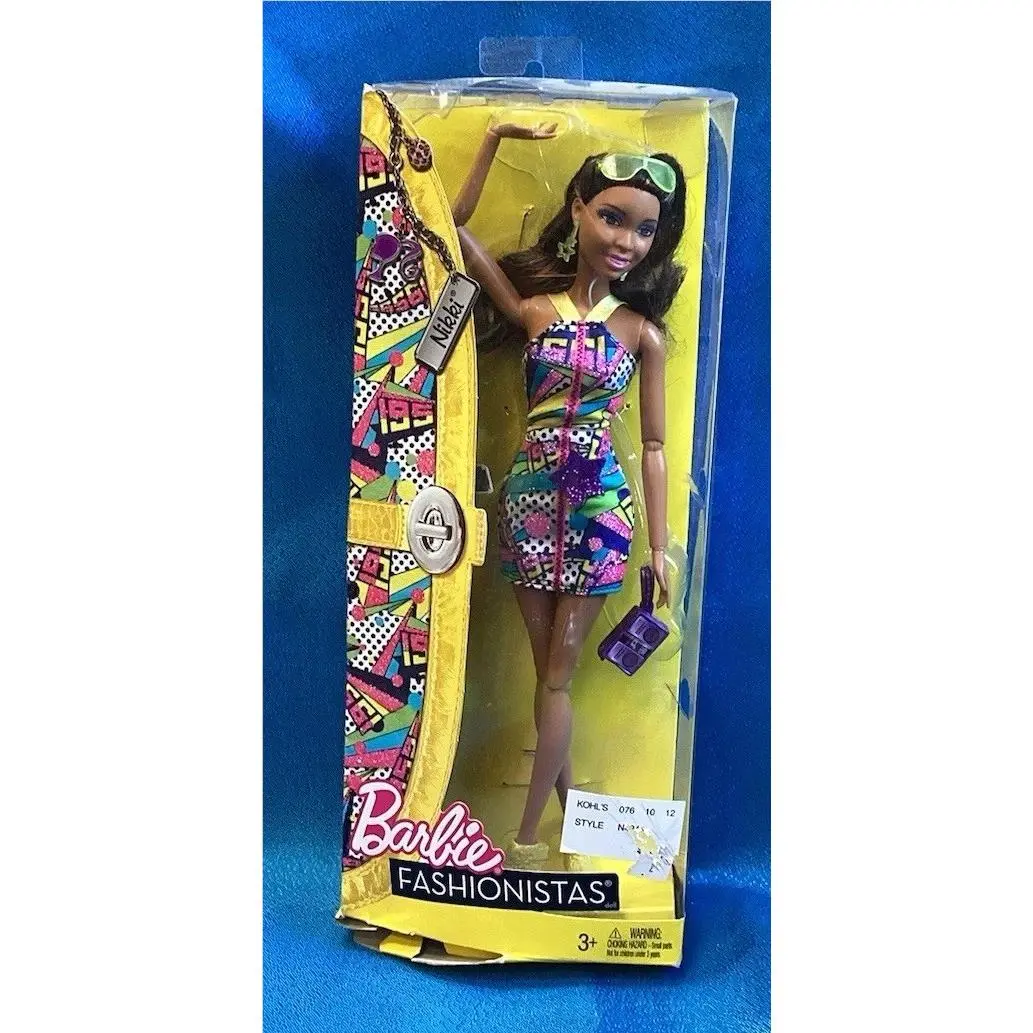 2011 Barbie Fashionistas Nikki Doll X2281 – – Neon Geometric Style