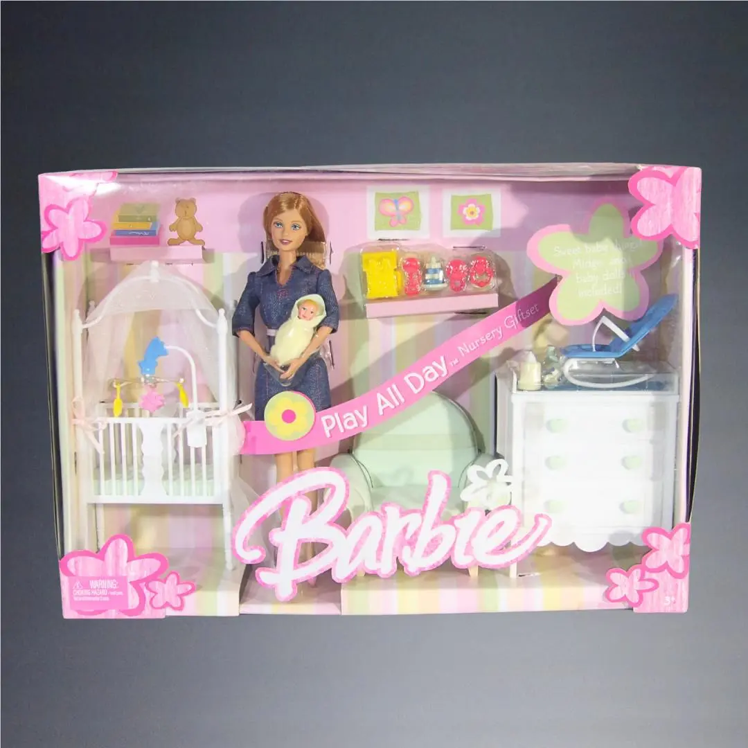 Vintage 2004 Barbie Play All Day Nursery Midge Happy Family Play Set G9069 -new