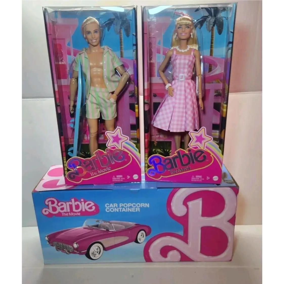 Barbie The Movie Barbie Ken Figures Corvette Popcorn Container