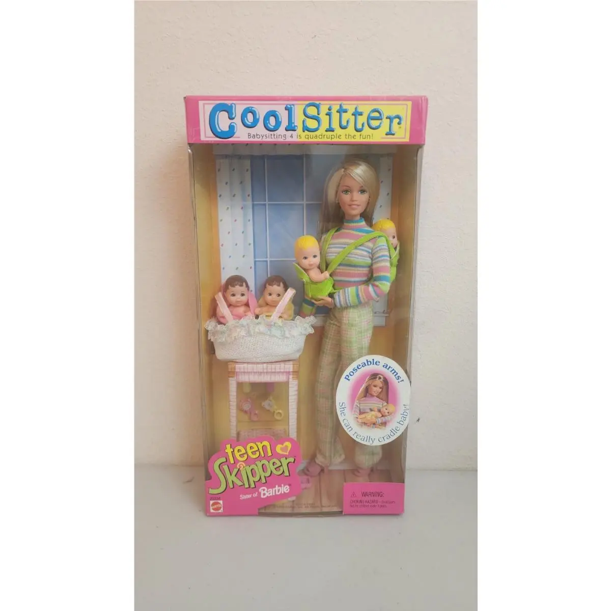 Barbie Dol Mattel 1998 Cool Sitter Teen Skipper with 4 Babies 20334 Nrfb