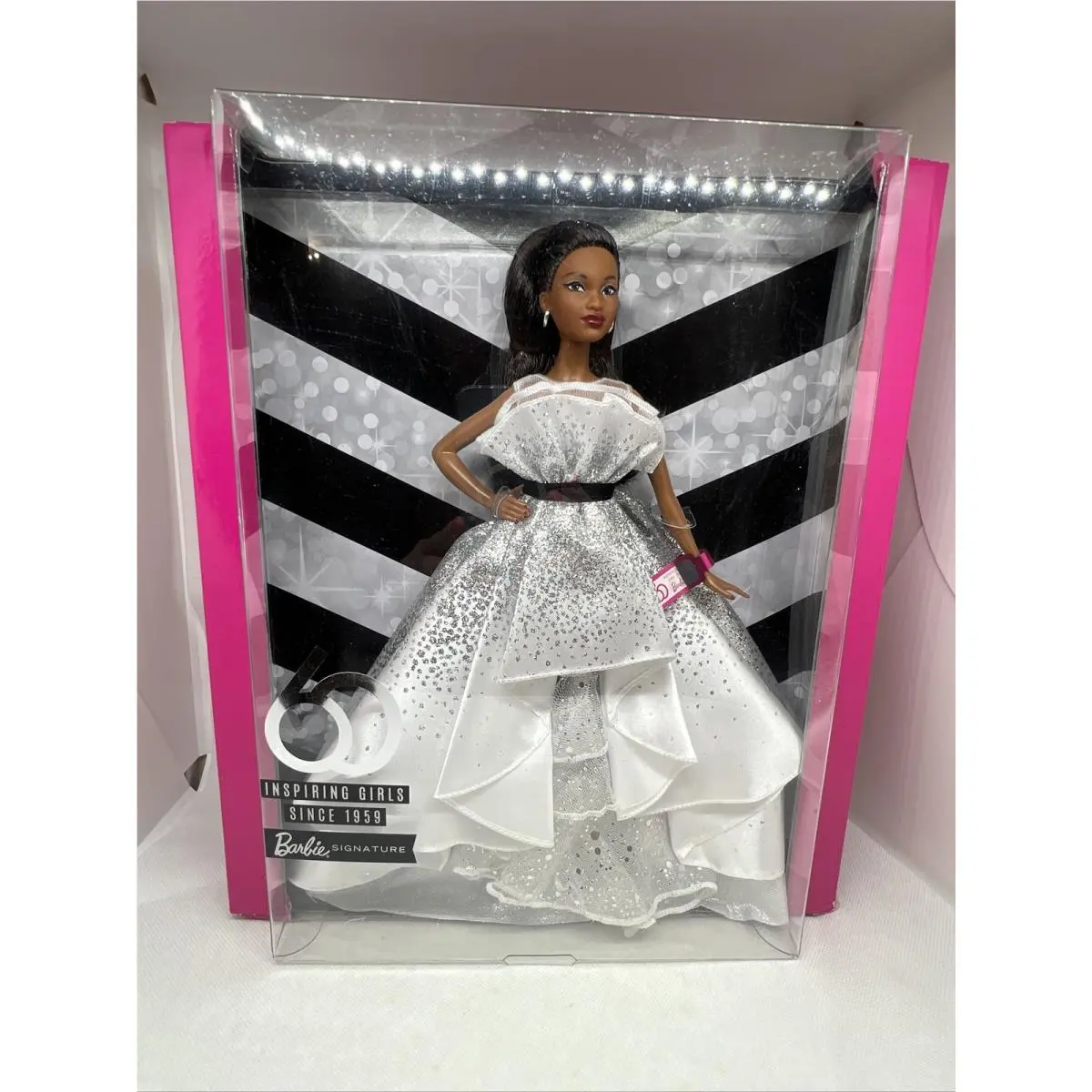 2018 Mattel White Silver 60th Anniversary Inspiring Girls Barbie AA