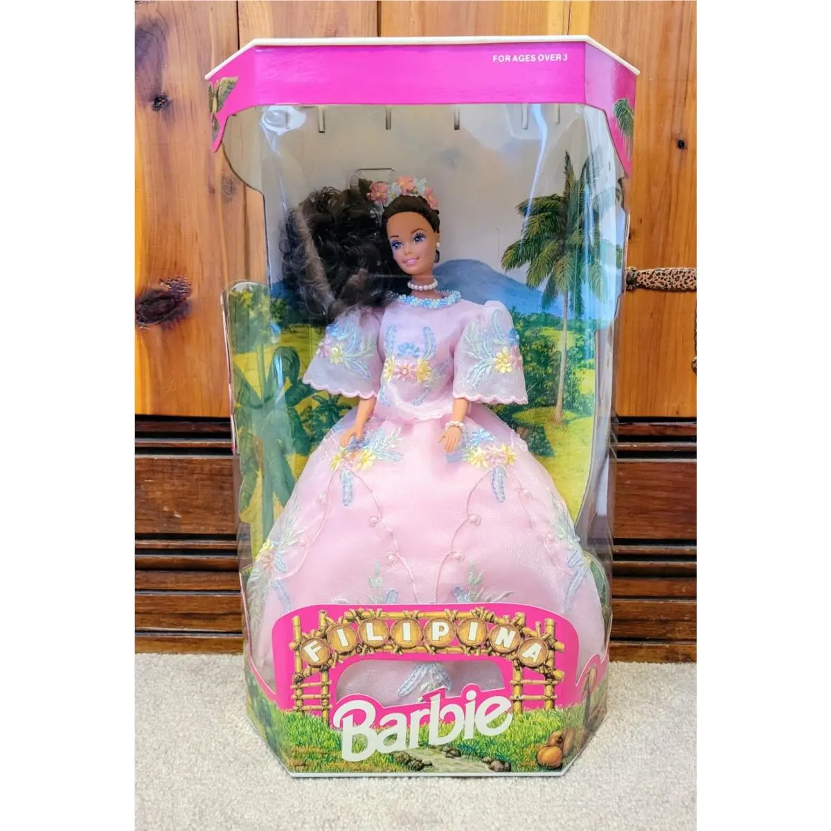 1993 Filipina Barbie Nrfb 60481-9902 Limited Edition Pink Floral Tesoro Patis