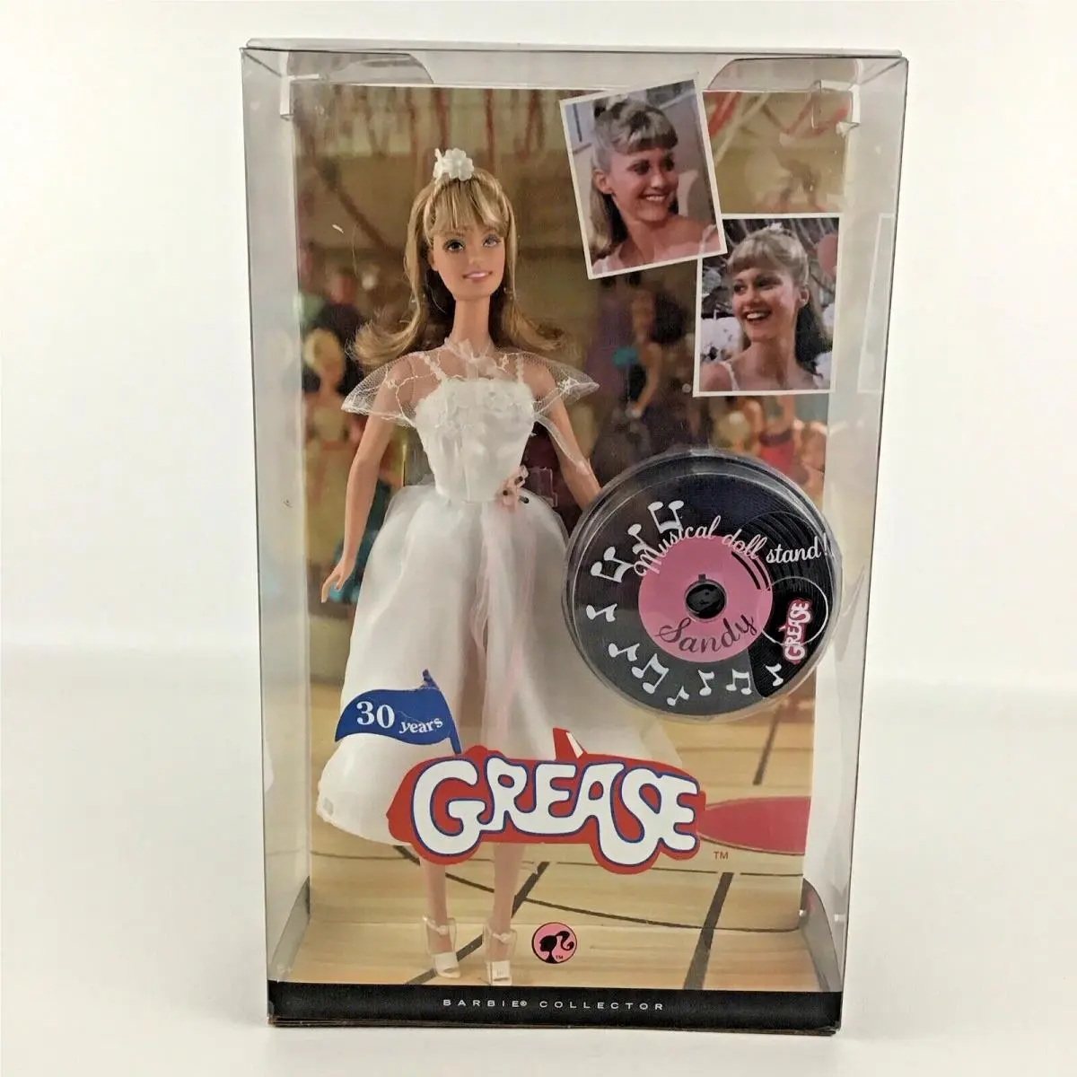 Barbie Collector Pink Label Sandy Doll Grease 30 Years Musical Stand 2008 Mattel