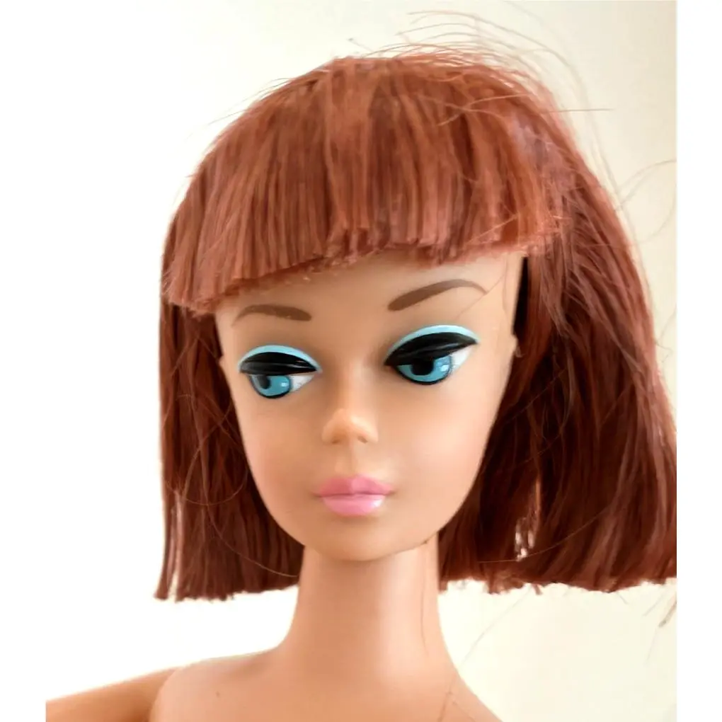 Vintage Repro Barbie American Girl Red Titian Hair Bangs Bendable Legs Pink Lips