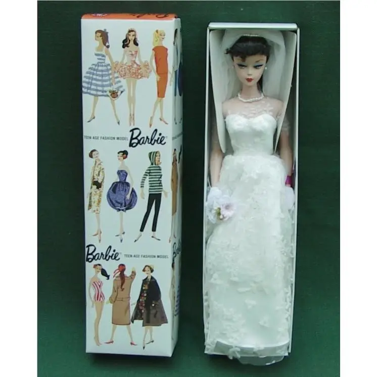 1 Brunette Ponytail Wedding Day Barbie Reproduction Mib with 1 Stand
