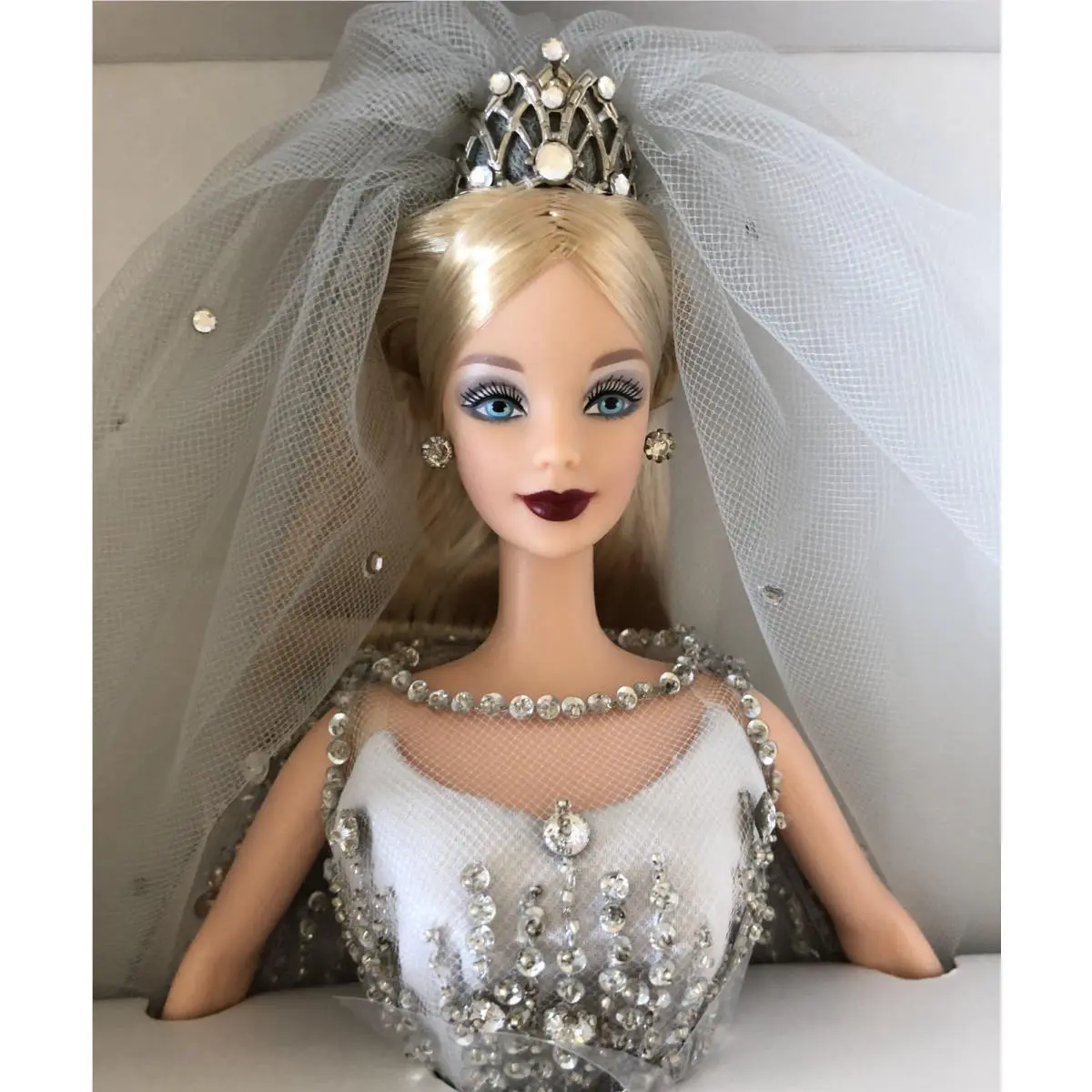 Millennium Bride Barbie Doll with Sparkling Crystal Beads Sequins Gown Veil
