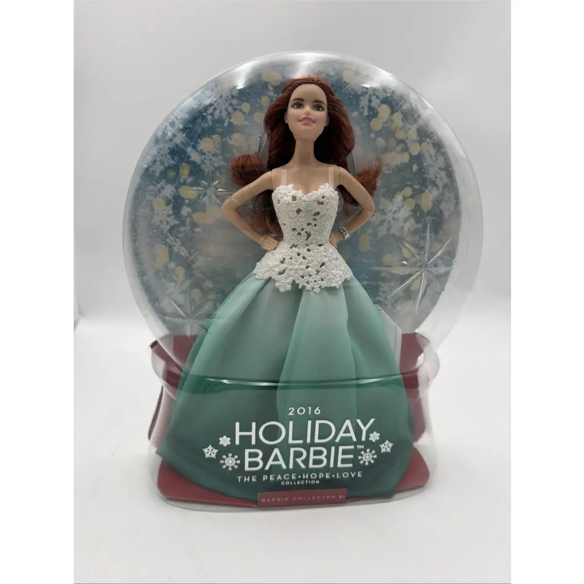 2016 Holiday Barbie Caucasian Doll Peace Hope Love Collection Red Auburn Hair