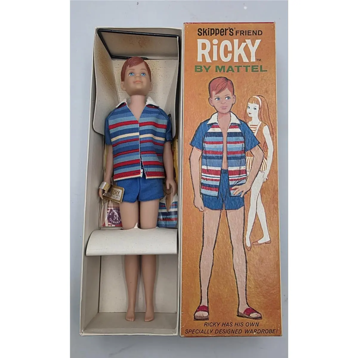Vintage 1964 Mattel Skipper`s Friend Ricky Doll 1090 w/ Tag