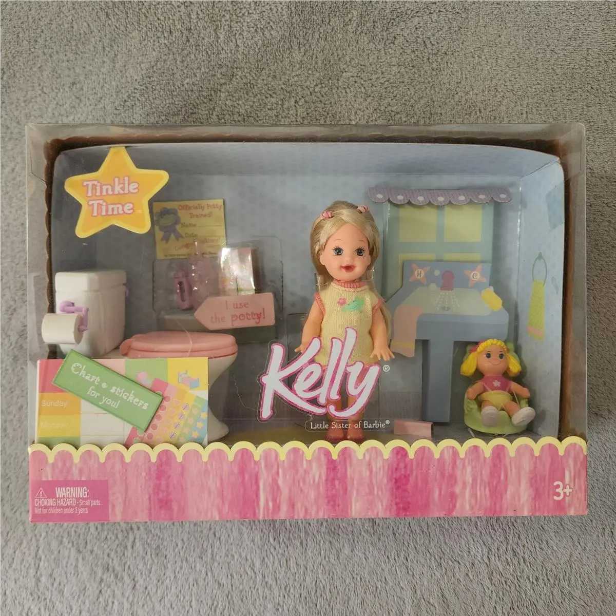 Barbie Tinkle Time Kelly Doll with Chart and Stickers 2004 Mattel One Piece Lose