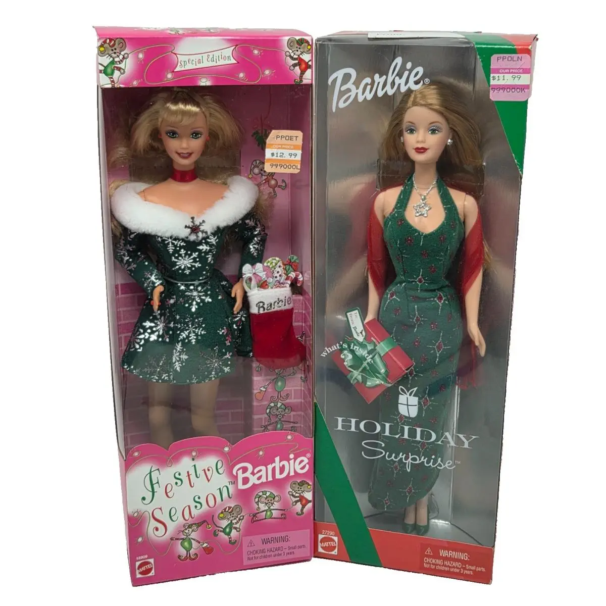 Pair OF Christmas Festive Barbies 18909 + 27290 ES Holiday