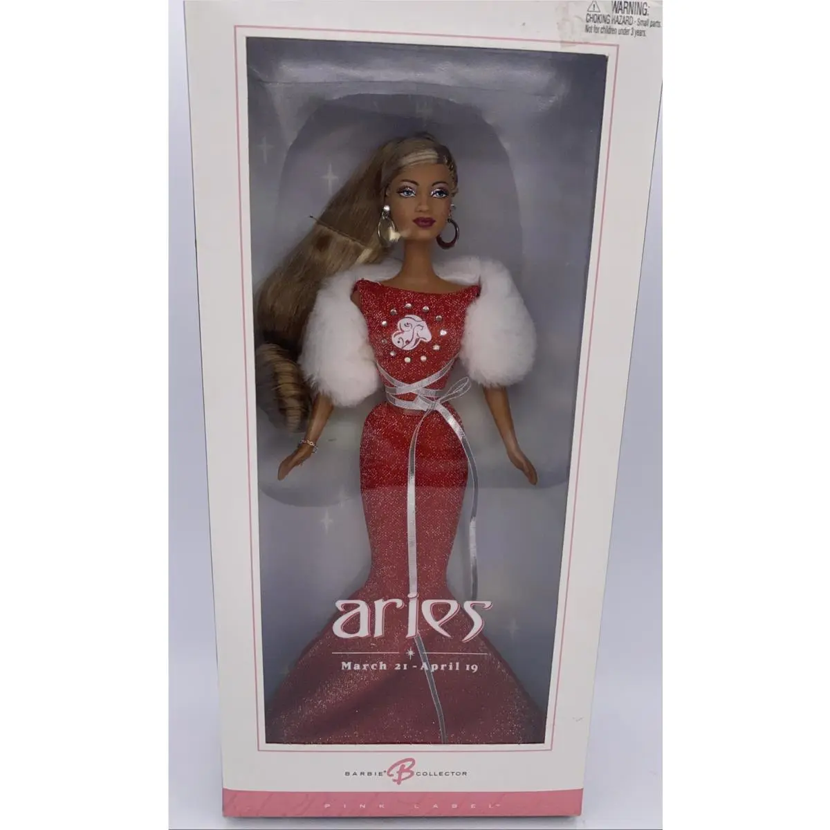 2004 Mattel Aries Blonde African American Pink Label Barbie Zodiac Doll