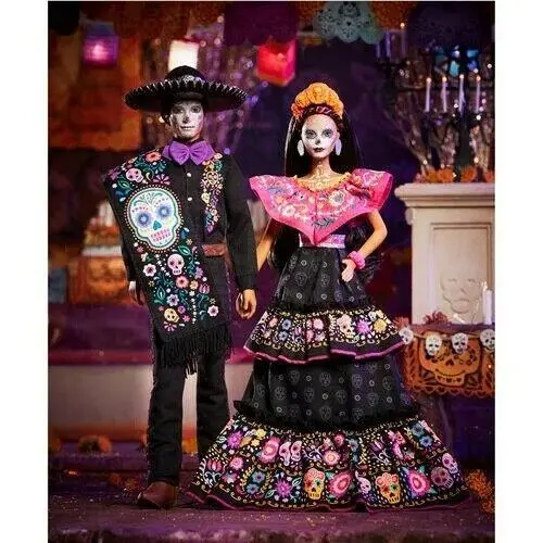 In Hand Dia De Los Muertos Day of The Dead Barbie and Ken