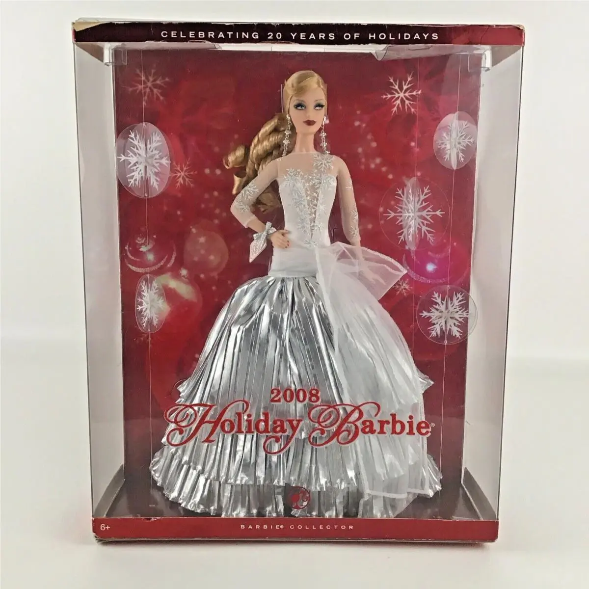 Barbie Collector 2008 Holiday Barbie Doll White Silver Gown 20 Years Mattel