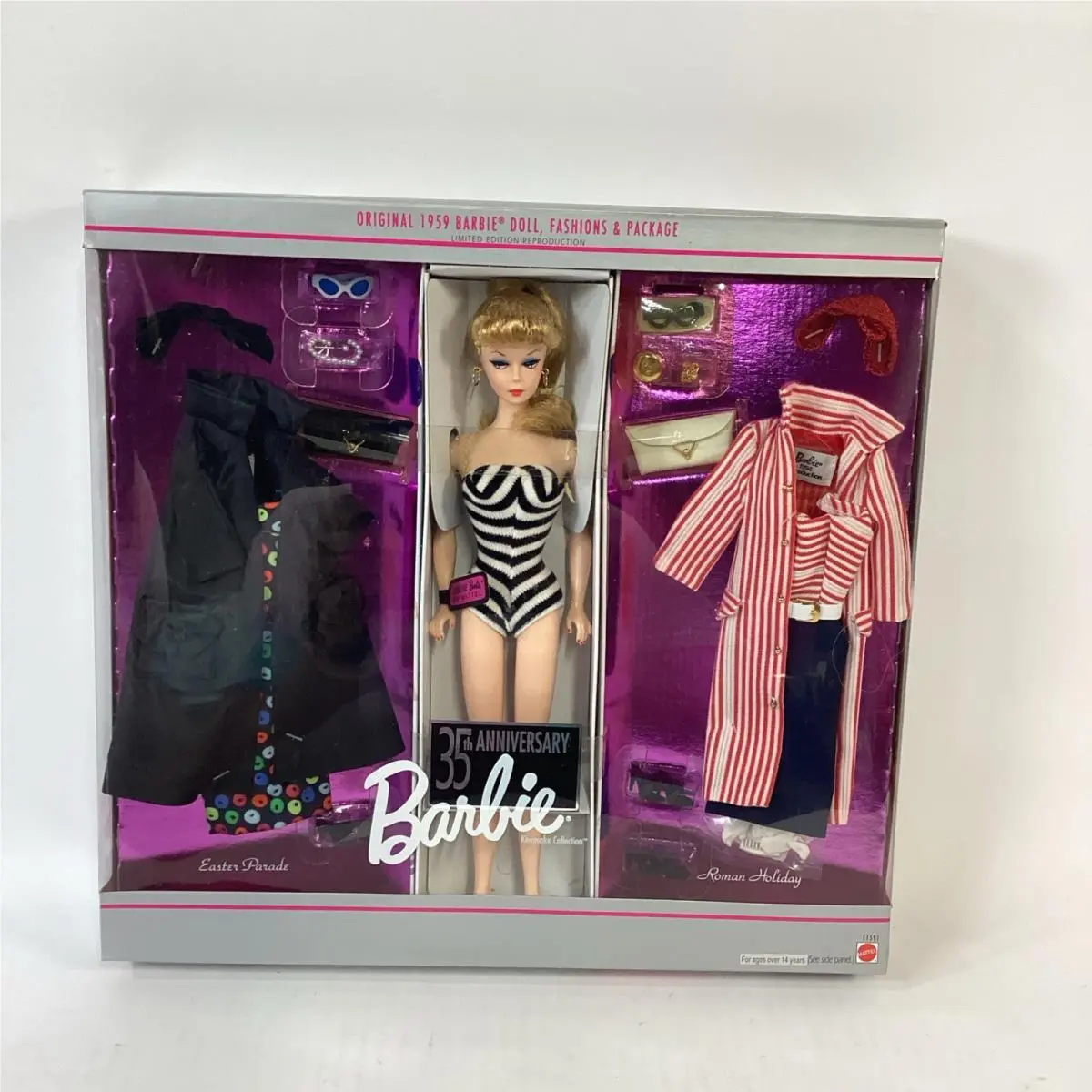 Barbie 35th Anniversary Barbie Doll Fashions Package 1959 Reproduction Nos