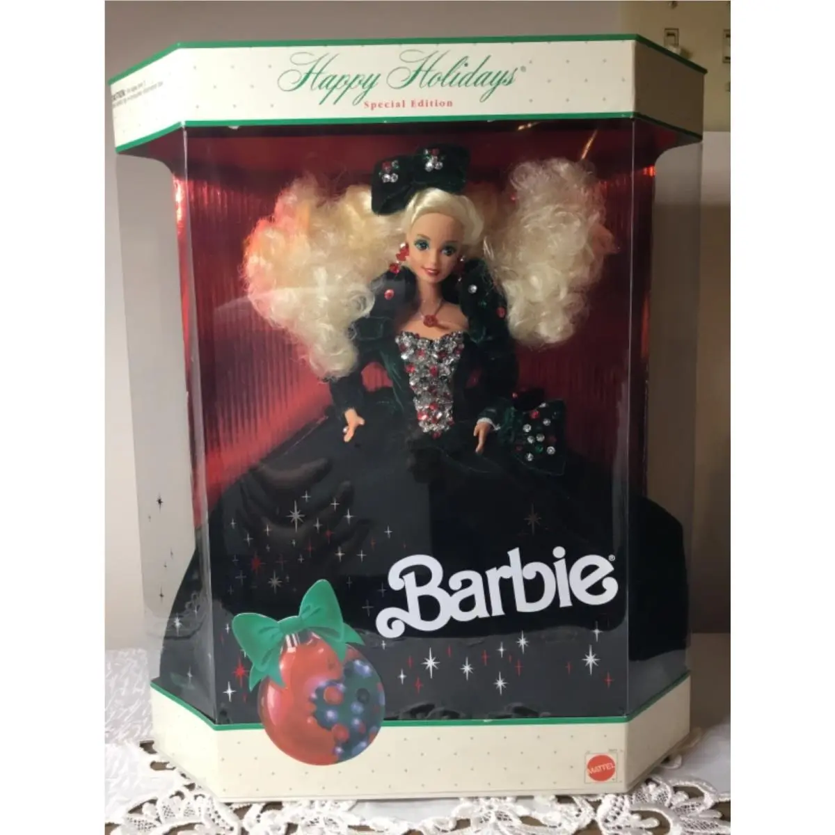 1991 Mattel 01871 Happy Holidays Barbie Doll in Green Gown Special Edition Mib