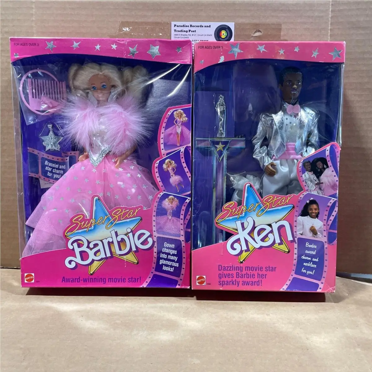 Vintage Super Star Barbie Ken 1550 1605 Mattel Movie Star Black 1988 80s