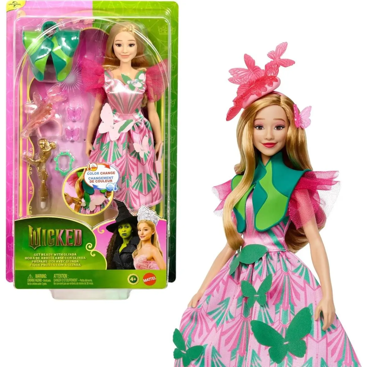 Mattel Universal Pictures’ Wicked Get Ready with Glinda Doll Set with 8 Fashion