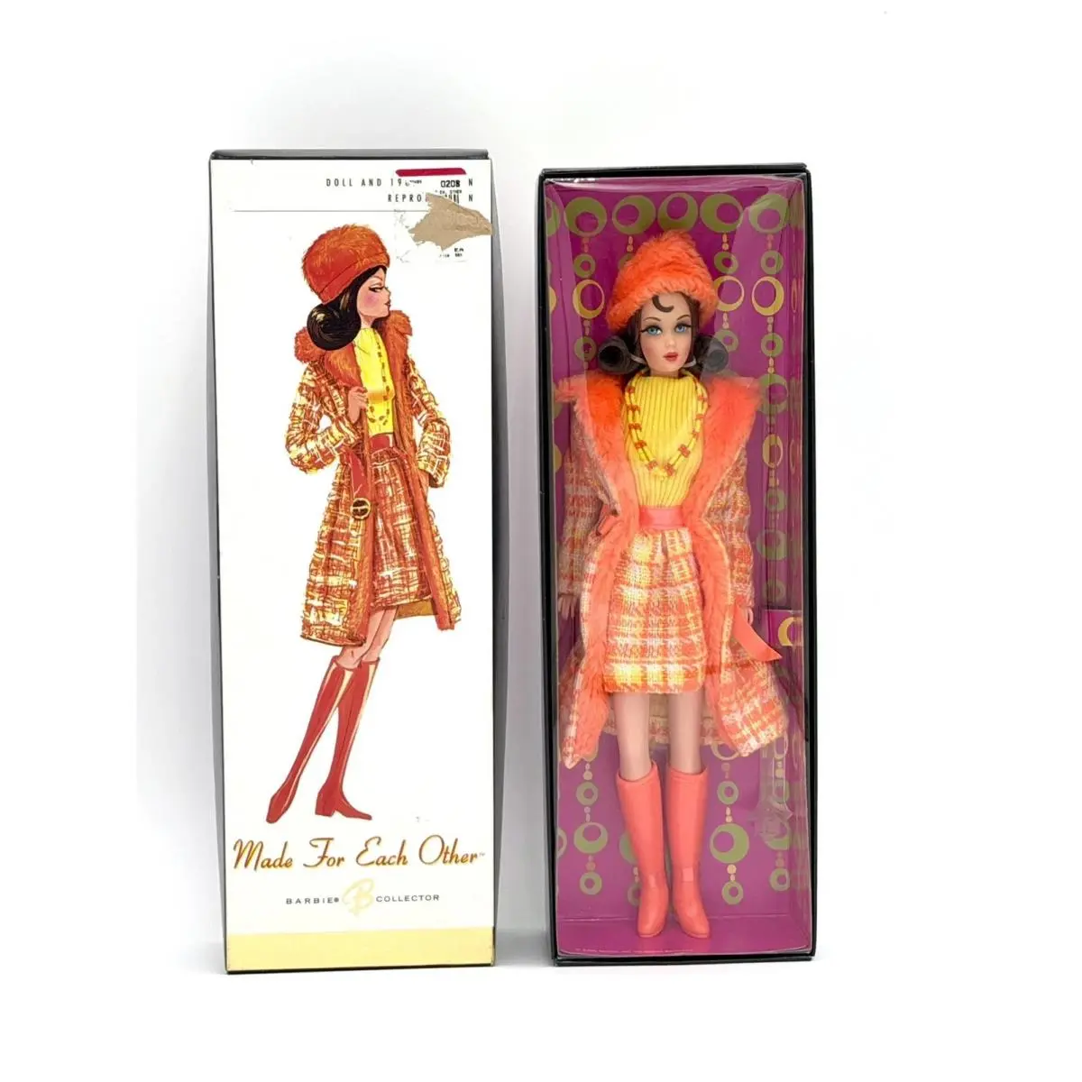 2006 Mattel Made For Each Other Barbie Doll Gold Label 1969 Fashion Reproduction