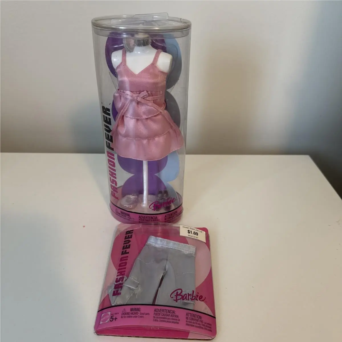 Vtg 2004 Barbie Fashion Fever Pink Tiered Dress G9002 Mattel Bonus H0903
