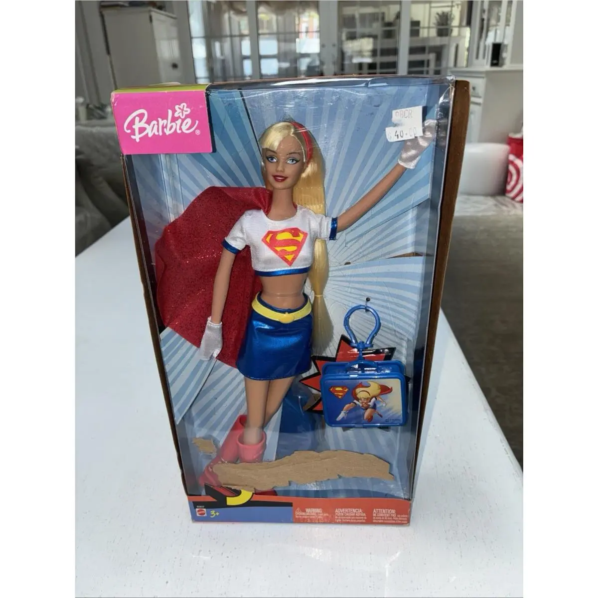 Vintage 2003 Mattel Barbie Supergirl w Stand Lunchbox