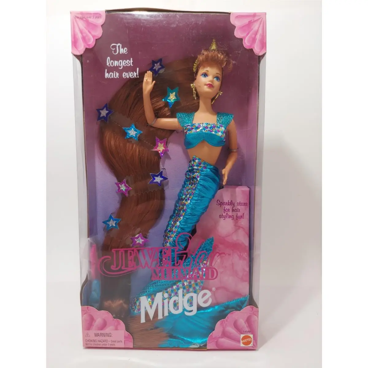 Jewel Hair Mermaid Midge Red Hair Sparkly Blue 1995 Barbie Mattel 14589 Nrfb