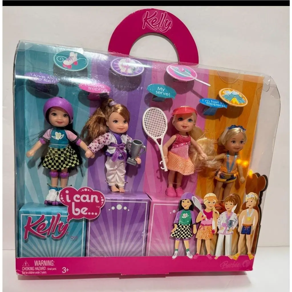 2007 Barbie I Can BE Sports Champ 4 Doll Gift Set Kelly Miranda Kayla Tommy Nrfb