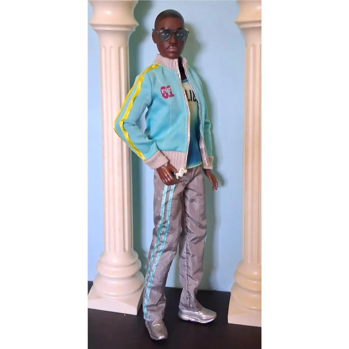 Handsome Barbie AA Ken Doll Sport Trends Rare Htf Aqua Silver Track Suit