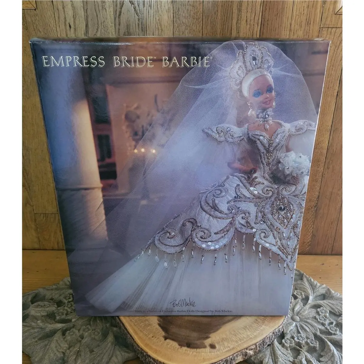 Empress Bride Vintage Barbie Bob Mackie`s Fifth Creation Ivory Brocade Gown 1992