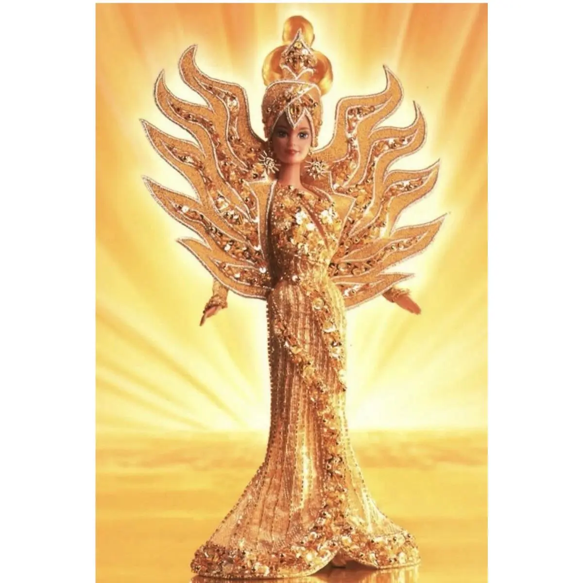 1995 Goddess Of The Sun Bob Mackie Barbie Doll Mattel 14056 Nrfb Doll is
