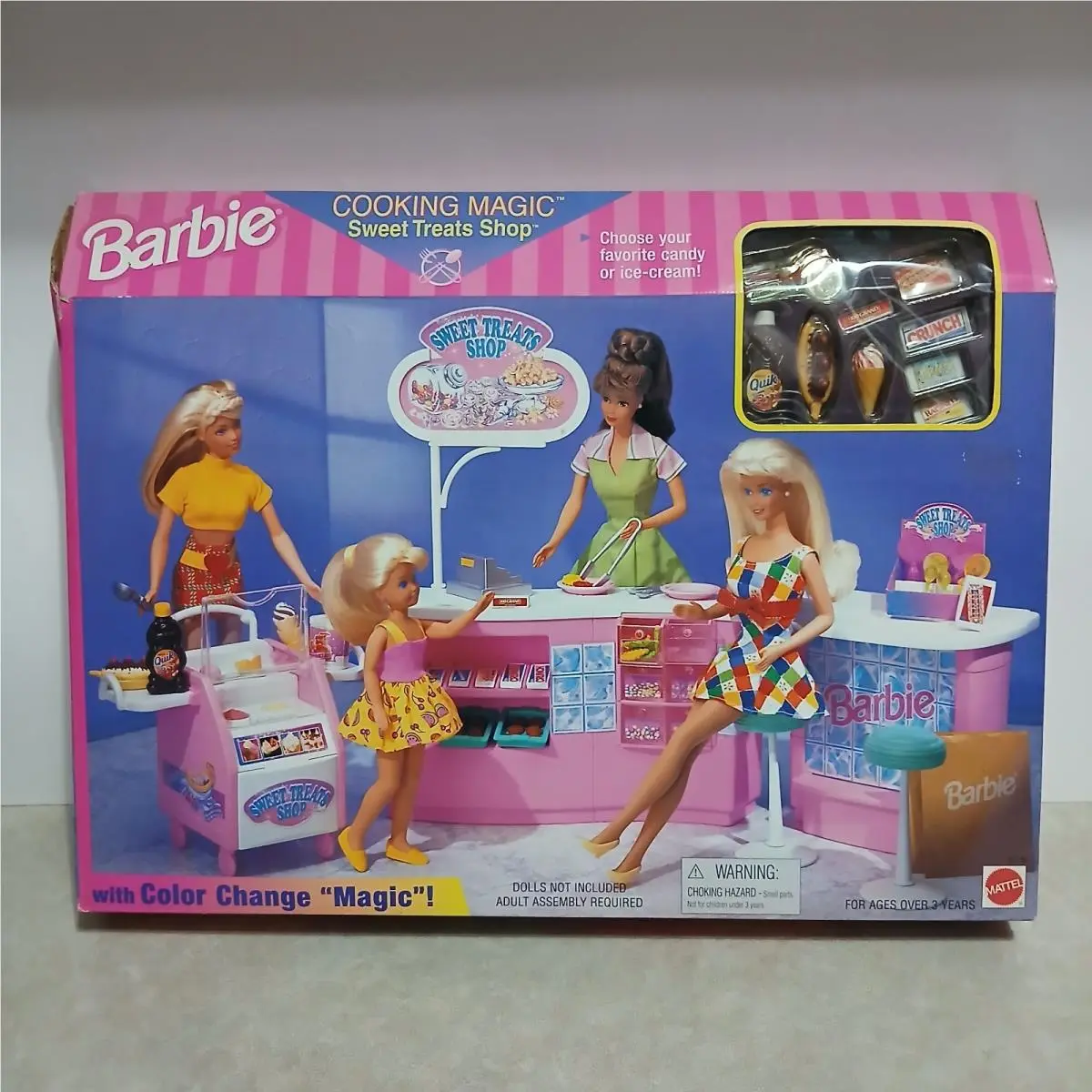 Mattel 1998 Barbie Cooking Magic Sweet Treats Shoppe Playset Color Change
