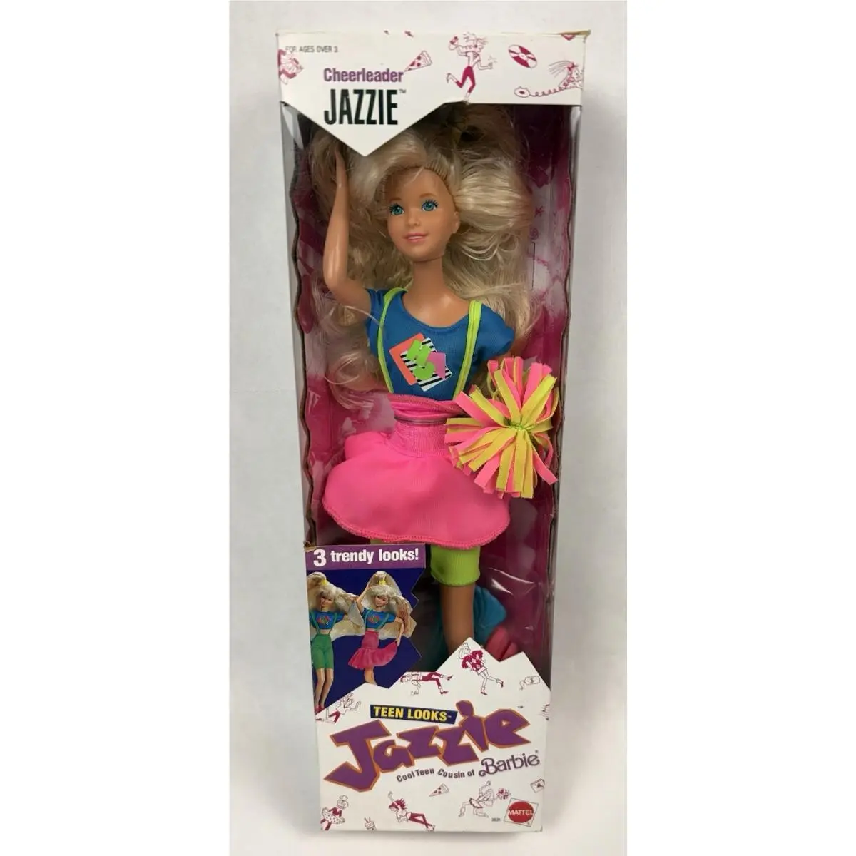 Vintage 1988 Teen Looks Cheerleader Jazzie Doll 3631 Teen Cousin Of Barbie Mib