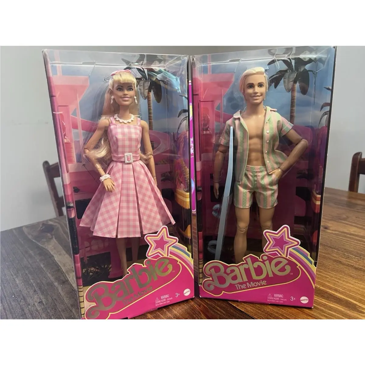 2022 Ken Beach Barbie Pink Plaid Barbie The Movie Dolls Mattel Nrfb