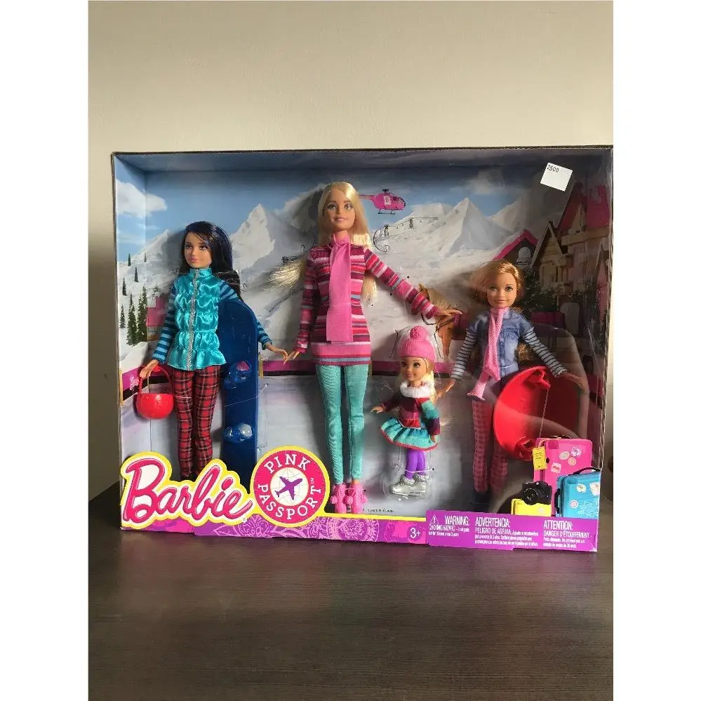 Barbie Sisters Pink Passport Winter Getaway Doll Set Stacie Chelsea Skipper