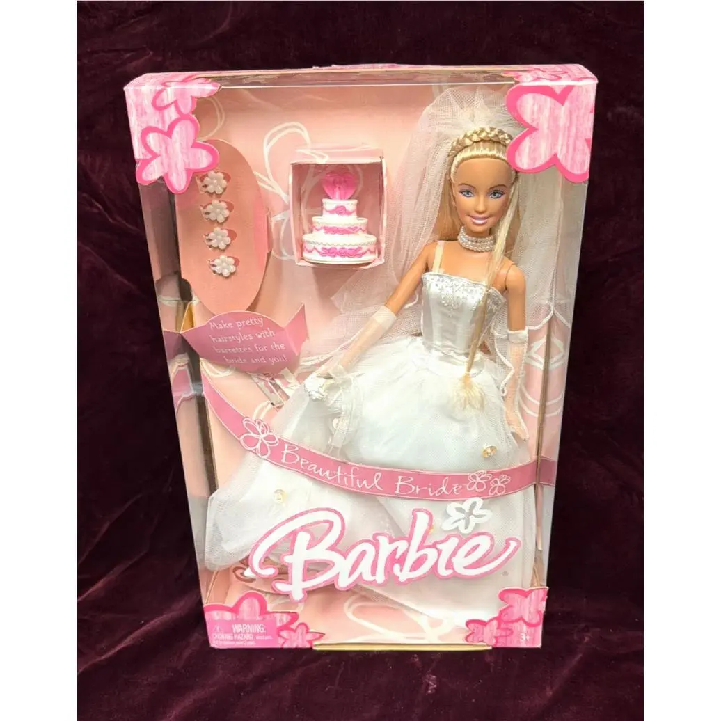 2004 Mattel Beautiful Bride Barbie Doll G9071 Vintage Wedding Dress Cake