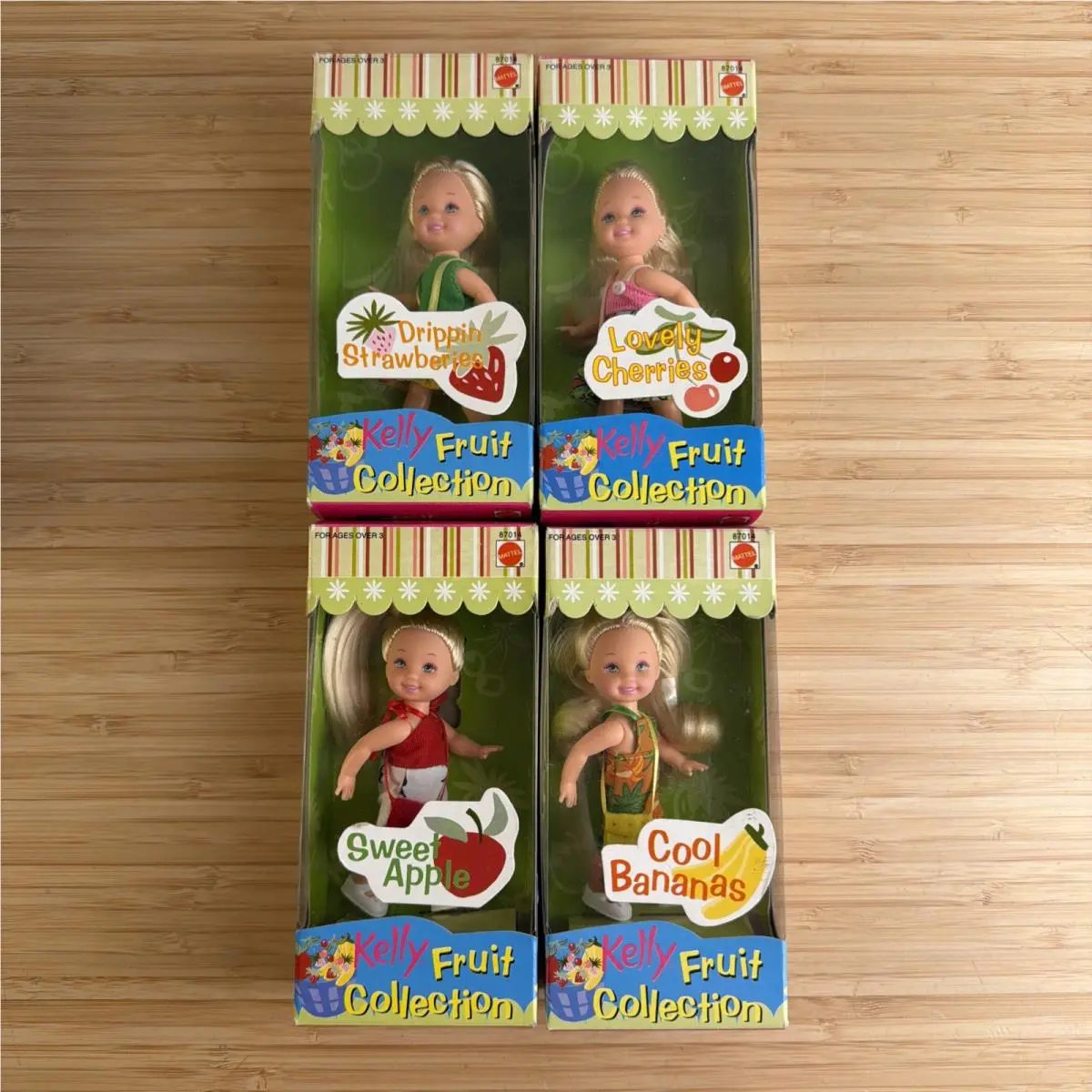 2003 All 4 Fruit Collection Apple Cherries Strawberries Banana Kelly Dolls Misb