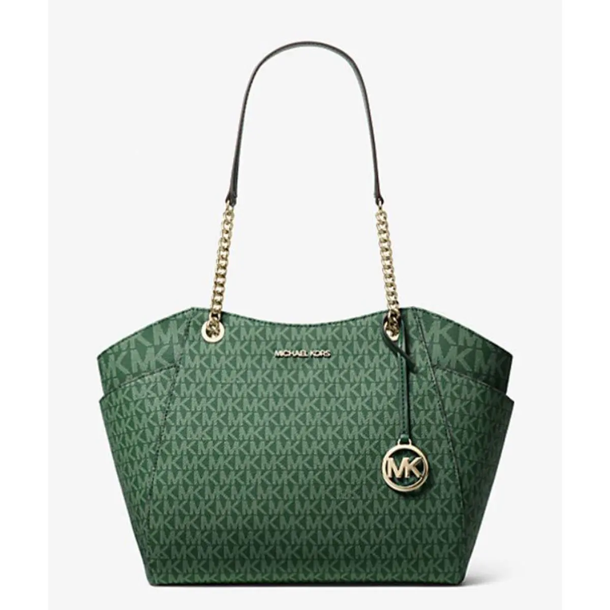 Michael Kors Outlet Jet Set Large Signature Logo Shoulder Bag 35S4GTVT3B-Moss
