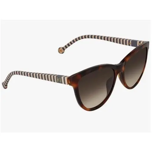 Stunning Abstract Carolina Herrera Sunglasses SHE868 0752 Havana with Stripes