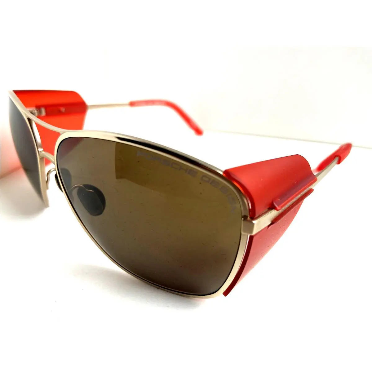 Design P 8600 B Titanium Oversized Men`s Women`s Silver/red Sunglasses by Porsche