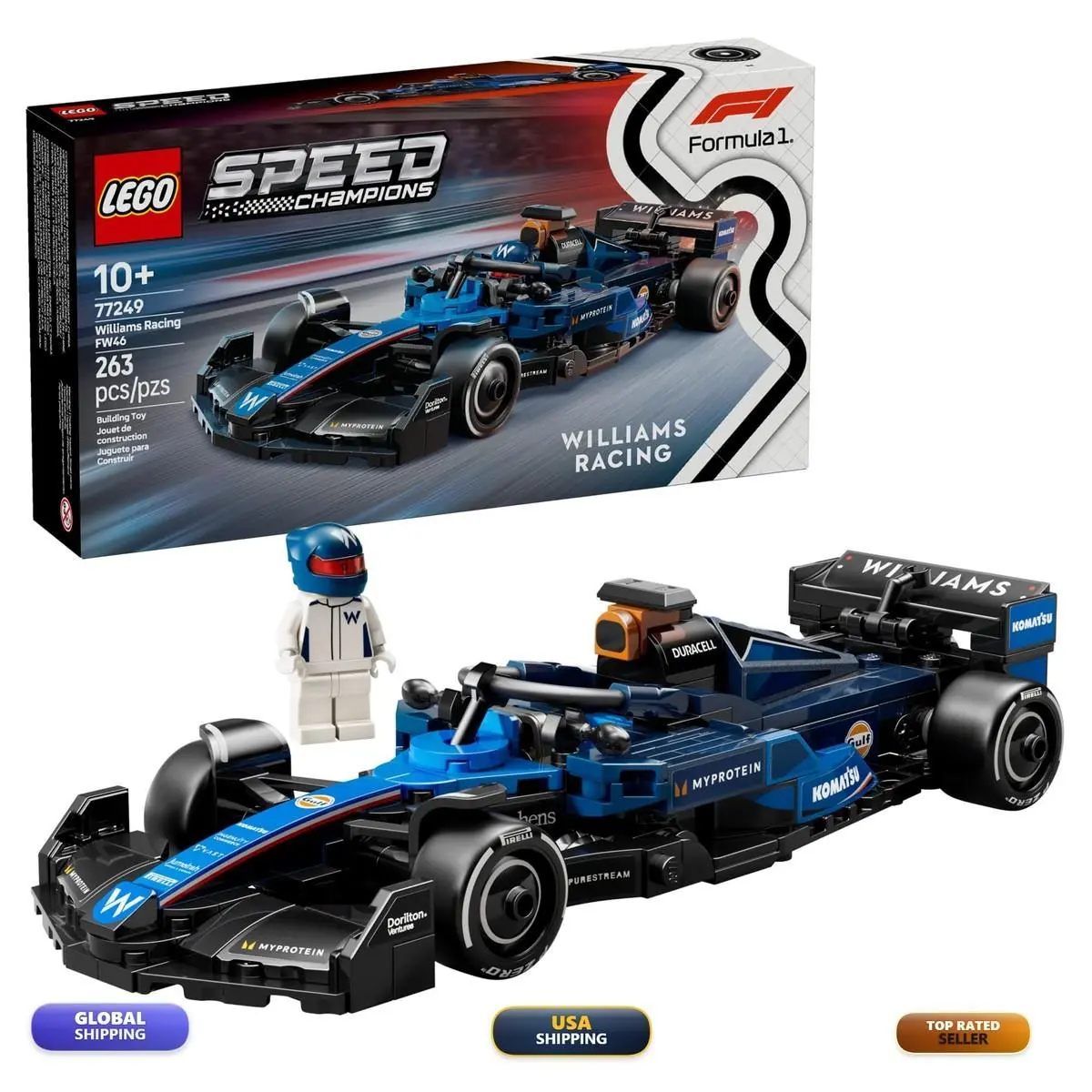 Lego Speed Champions Williams Racing Fw46 F1 Race Car Toy - 77249 6527008