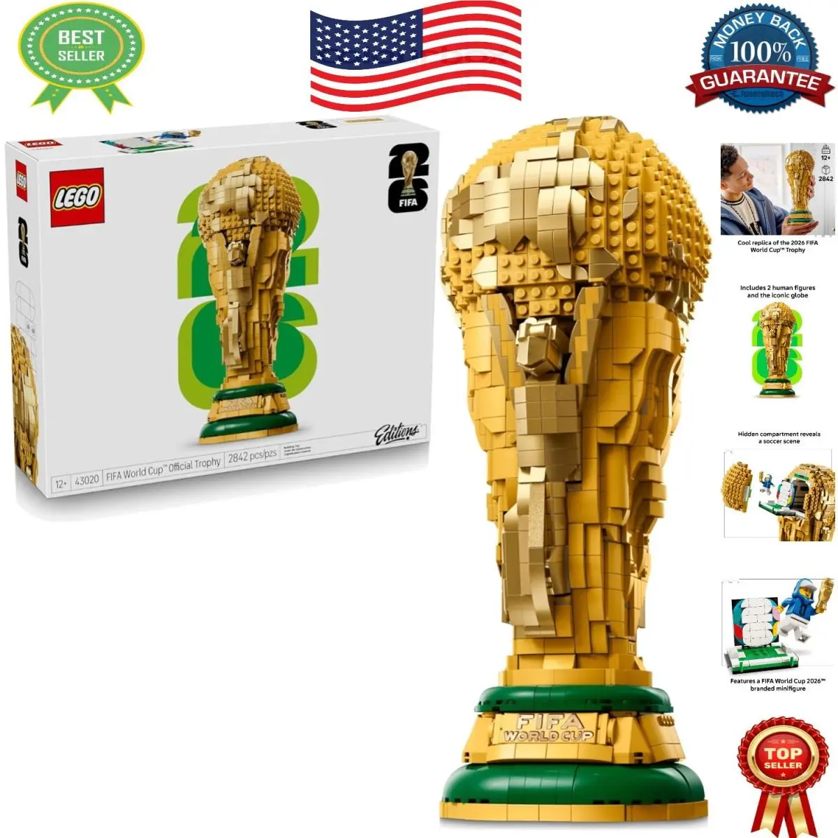 Fifa World Cup Official Trophy Building Set - 2842 Pieces For Fans Collectors