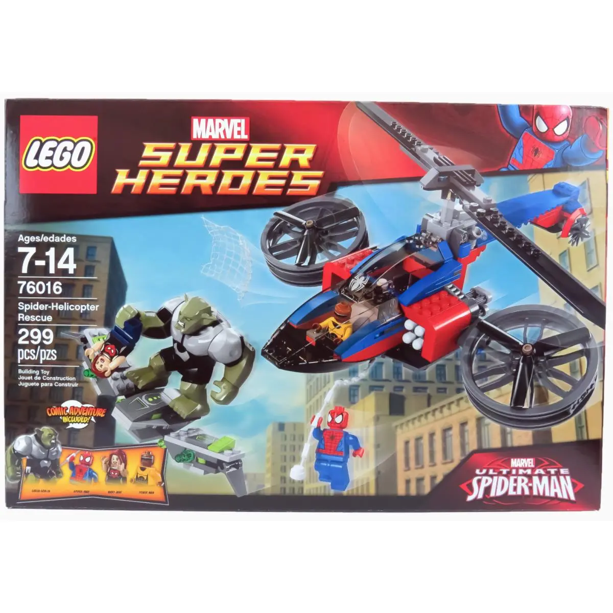 Lego 76016 Spider-helicopter Rescue 299 Pieces 3 Minifigures Retired Bnisb