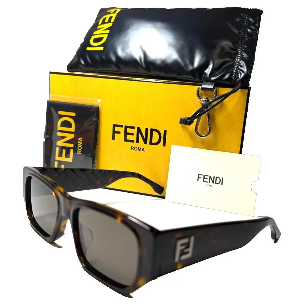 Fendi Squared FE40144I 52E Dark Havana/brown Lens Sunglasses 56-17