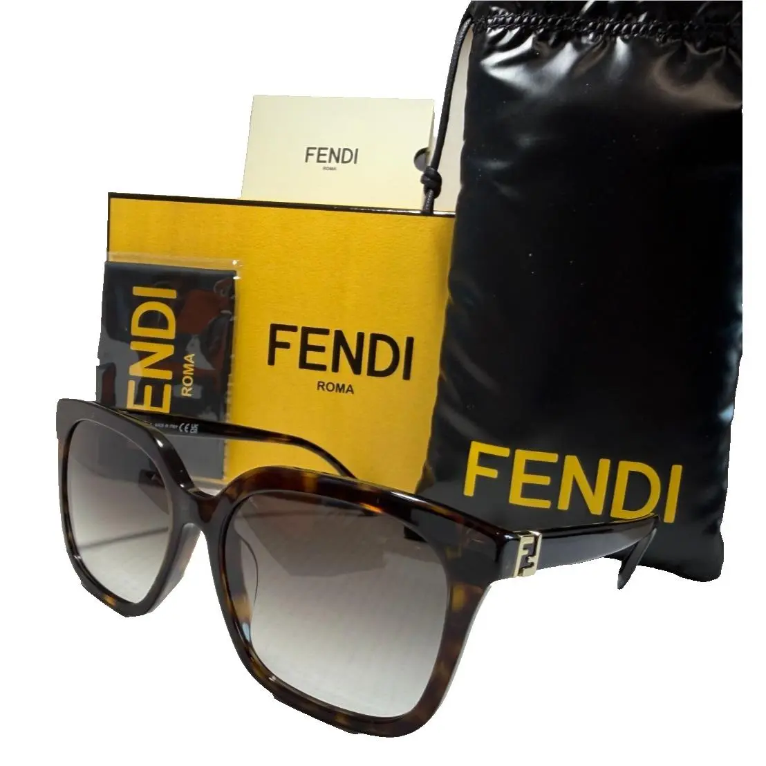 Fendi FE40207F 52P Dark Havana /brown Gradient Lenses Sunglasses 56-17