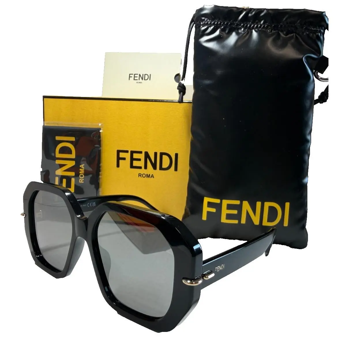 Fendi FE40173I 01C Shiny Black/grey Flash Mirror Lens Sunglasses 54-16